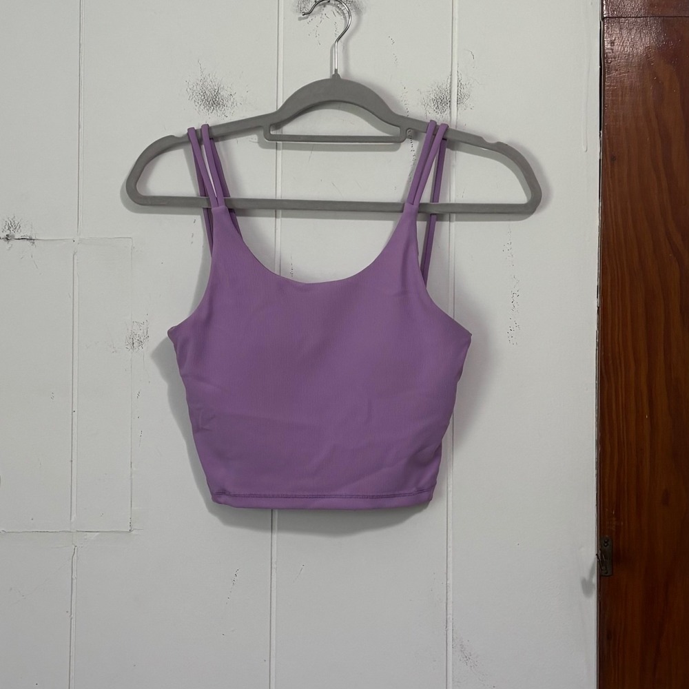 WILO The Label Womens Purple Ribbed Double Strap Workout Crop Top Size M
